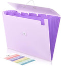 SKYDUE Expanding File Folder with 7 Pockets, Accordion File Organizer, Portable Folders for Documents, School Office Supplies Bungee Closure, Letter/A4 Size Purple by SKYDUE