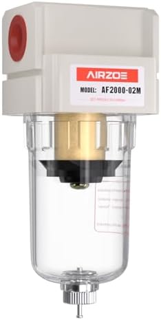 AIRZOE 1/4" NPT Compressed Air Filter AF2000-02M, Manual Drain,0-150psi by AIRZOE