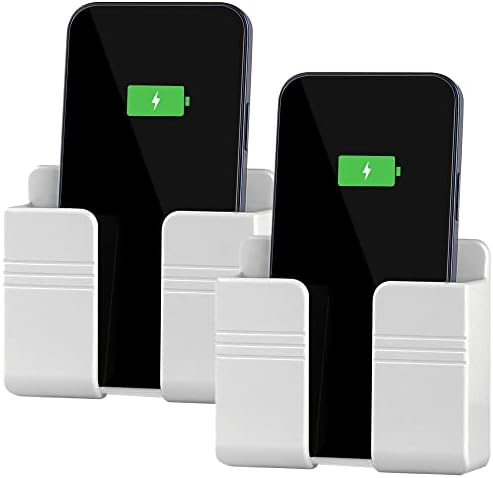 CEI&BPY 2Pcs Phone Holder Wall Mounted, Phone Stand with Self Adhesive. Phone Holder for RV Charging.Compatible with iPhone and Android (2Pack-White) by CEI%26BPY