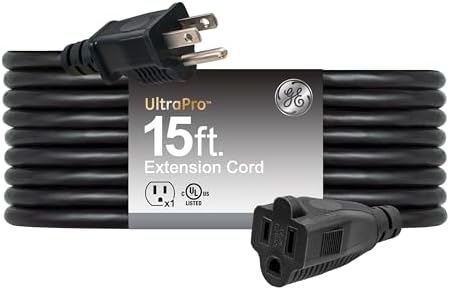 GE Outdoor Extension Cord, 15 Ft, Grounded Heavy Duty Extension Cord, 16AWG by Unknown