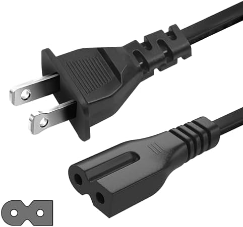 2 Prong Polarized 5Ft Power Cord C7 Connector AC Power Cable Replacement for Vizio D-E-M Series TV, Sewing Machine, PlayStation PS1/PS2, Sony, Bose, Brother, Singer by LORDTRONICS
