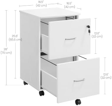VASAGLE 2-Drawer File Cabinet, Small Rolling, Locking, Printer Stand - Image 3