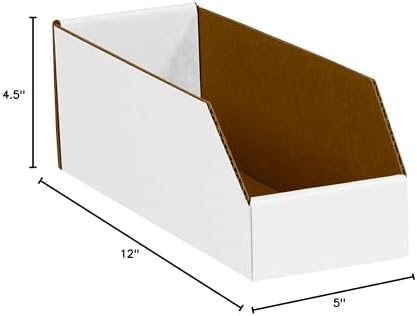 Box USA BBINMT512 Open Top Bin Boxes, 5" x 12" x 4-1/2", Oyster White (Pack of 50) - Image 5