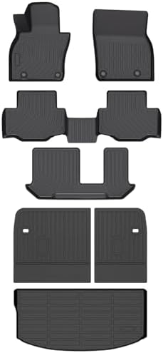 HAFIDI® Floor Mats & Backrest Mats & Cargo Mats for Mazda CX-90/CX-90 PHEV 2026 2025 2024 8 Seats with 2nd Row with Bench Seat, All Weather TPE Custom Fit Floor Liners for CX-90/CX-90 PHEV Car Mats by HAFIDI
