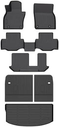 HAFIDI® Floor Mats & Backrest Mats & Cargo Mats for Mazda CX-90/CX-90 PHEV 2026 2025 2024 8 Seats with 2nd Row with Bench Seat, All Weather TPE Custom Fit Floor Liners for CX-90/CX-90 PHEV Car Mats by HAFIDI