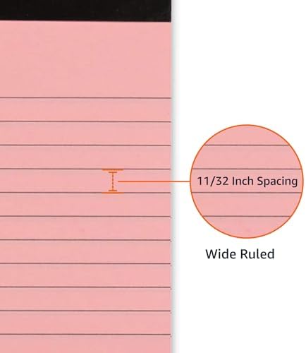Amazon Basics Wide Ruled Lined Writing Note Pads with Sturdy Back, Multicolor, 300 Sheets, Perforated, 8.5x11.75 Wide Ruled (Pack of 72) - Image 3
