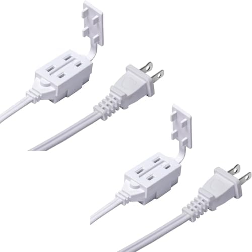 Newhouse Electric 3-Foot 2-Prong Indoor Outlet Extension Cord with Tamper Guard CTCORD3FT-WH, Slim Indoor Extension Cord and Cube Tap for Home Essentials, Apartments, and Home Improvement Projects by NewhouseElectric