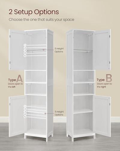 VASAGLE Tall Storage Cabinet with Lights, Slim, 15.7" W, Cloud White - Image 3