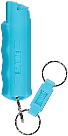 Sabre Pepper Spray with Quick Release Keychain for Self Defense – Maximum Police Strength OC Spray with UV Marking Dye, Twist Lock Safety, Finger Grip, 10‑Second Spray, 14‑ft Range, Made in USA by SABRE