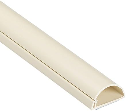 D-Line Half Round Cord Hider, Patented Cable Cover, Hide TV Wall Mount Wires, Raceway for Cords, Decorative Wire Covers, Paintable, Adhesive Cable Concealer - 1x 1.18in W x 0.59in H x 39in L - Beige by D-LineUSAinc