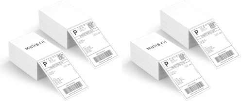 MUNBYN 4x6 Inch Thermal Labels, 1000 Labels/2 Stacks(500 Pcs per Stack) (Pack of 2) by MUNBYN