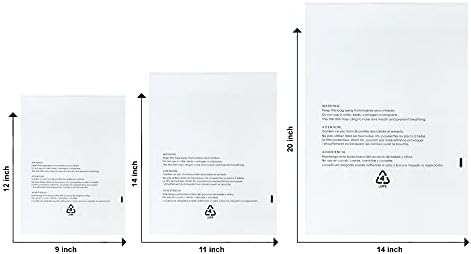 Infinite Pack Large 300 CT Combo Pack9x12,11x14,14x20 inches Self Sealing Clear Poly Bags with Suffocation Warning, Strong Adhesive, Not Resealable, 400 Count, FBA compliant by InfinitePack