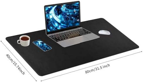 Bloss Desk Mat with Stitched Edges, Leather Large Mouse Pad, Non-Slip Desk Protector Mat, Desk Blotter, Waterproof Desk Pad for Office Home Decor/Black(31.5×15.7 Inches) - Image 3