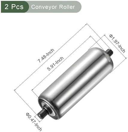 YOKIVE 2 Pcs Conveyor Roller, Stainless Steel Roller Replacement | Smooth Movement, Great for Factories, Warehouses Use (Silver, 2 Inch Dia, 6 Inch Length) - Image 2