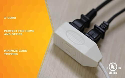 Woods SlimLine Extension Cord - 16/3 Indoor Flat Plug with Right Angled Design - 3 Polarized Outlets - PVC Jacket - Space Saving - Neutral White - 16 Gauge - 3 Feet - Image 5