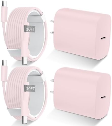 Phone 17 16 15 Charger Fast Charging Type C Chargers USB C Fast Charger Block & Phones 17 Charger Cord 10FT Long USB C Charging Cable for i.Phone 17/17 Pro/17 Pro Max/Air/Phone 16 15 Pro Max,Pink by DiHines