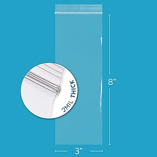 3" x 8" Zip Bags, 200 Pack, 2 Mil, Reclosable for Incense Packaging, GPI - Image 2