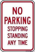 New Warning Metal Tin Signs No Parking Stopping Or Standing Any Time Signs Street Sign 20 x 30 cm / 8 x 12 inches (Height x Length) by Eletina