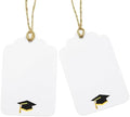 100Pcs Blank Gift Tags with String Foil Black Gold Grad Cap Large Paper Gift Tags with 65 Ft Jute Twine for Congratulations Graduation Congrats Grad Class of 2025 Party by ASYEHJNR