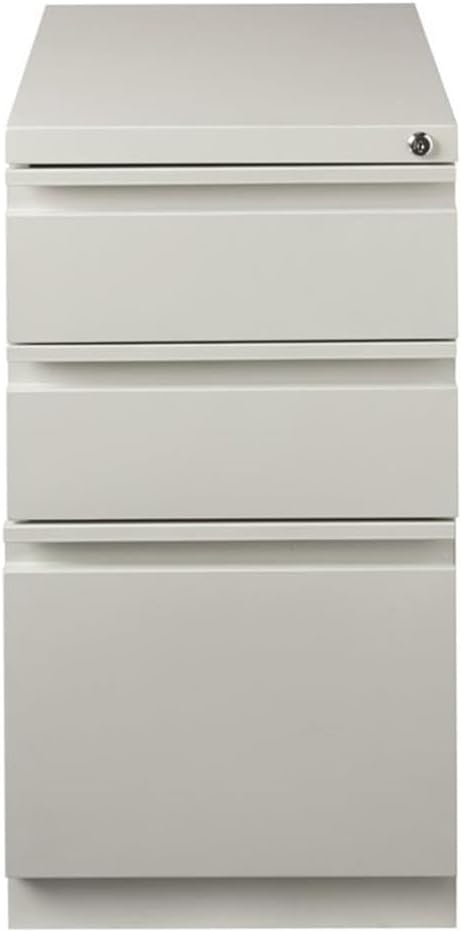 Scranton & Co 3-Drawer Modern Metal Mobile Pedestal File Cabinet in Light Gray - Image 4