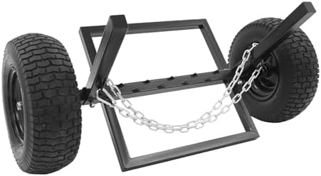 ATV Log Skidding Arch, 24" Dia Steel Log Dolly, 1500lbs Capacity Log Dolly Skidding Holder with Chain and 16" Pneumatic Tires for Farm, Commercial Wood Transport (Black, 1500lbs Capacity) - Image 5