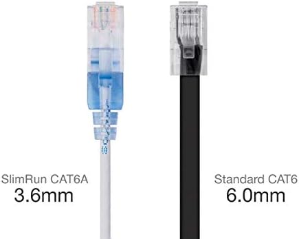 Monoprice Cat6A Ethernet Patch Cable - 5-Pack, Snagless RJ45, 550Mhz, 10G, UTP, Pure Bare Copper Wire, 30AWG, 2 Feet, White - SlimRun Series - Image 3