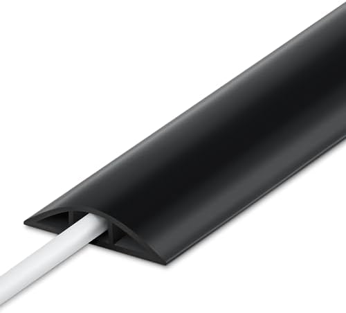 10FT Floor Cord Cover, Black Cord Hider Floor, Durable Cord Covers for Wires on Floor, Cable Floor Cover Power Cord Cover, Floor Cord Protector Hide Cords on Floor Cord Cavity: 0.47" W x 0.24" H by LZEOY