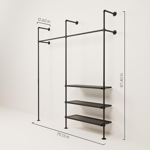 pamo Wall Mounted Clothing Rack with Metal Sheves – 79" W × 87" H, 529 lbs - Image 2