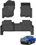 Powerty Floor Mats for Nissan Frontier 2022-2025 2026(Crew Cab with 2nd Row Under-Seat Storage) All Weather 3D TPE Anti-Slip Truck Liners for 1st & 2nd Row Accessories by Powerty