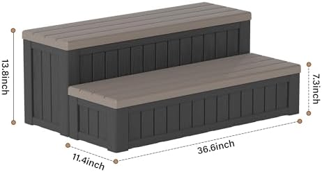 Fancyango Hot Tub Steps with Storage 36.6" L Two-Tone Gray & Black - Image 2