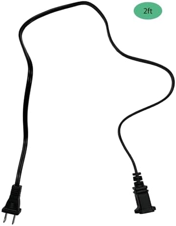 Short Extension Cord 2 Foot, 18 AWG Small 2 Prong Power Cord Cable - Image 5