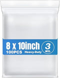 100Pcs 8"x10" Thick 3Mil Clear Reclosable Zip Seal Lock Plastic Poly Bags by Macoota