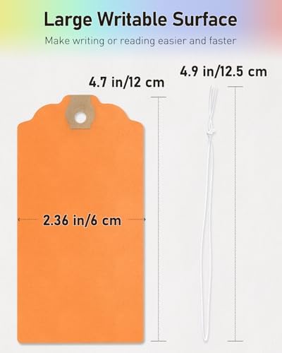 Uniclife 72 Pcs Blank Shipping Tags with Elastic String Attached Cardstock Paper Hang Tags with Reinforced Eyelet Large Marking Price Tag Inventory Label Tag, Rainbow Colors (4.7" x 2 3/8") - Image 6