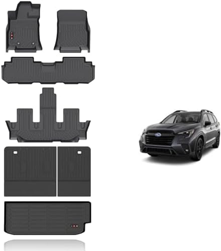 KELCSEECS® Floor Mats & Cargo Liner with Backrest Mats for 2025 2024 2023 2022 2021 2020 2019 Subaru Ascent 7/8 Seat All Weather Car Mats Subaru Ascent Floor Mats Backrest Trunk Mat Accessories by KELCSEECS