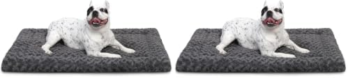 Washable Dog Bed Mat Crate Pad Soft Fluffy Pet Kennel Beds Dog Sleeping Mattress for Large Jumbo Medium Small Dogs, 30 x 19 Inch, Gray (Pack of 2) by Exsnugypetproducts
