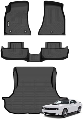 Wailtnb- for Dodge Challenger 2015-2023 RWD Floor Mat Cargo Liner All Weather Floor Liner Car Mat for Challenger RWD Custom Fit Automotive Full Set Accessories by Wailtnb