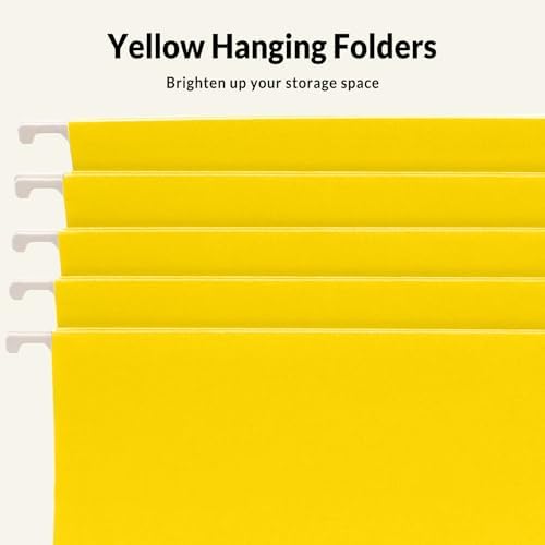 SUNEE Hanging File Folders, 25 Pack Letter Size Hanging File Folders with 1/5-Cut Tabs, Ideal for Home and Office Organization and Papers Classification,Yellow - Image 4