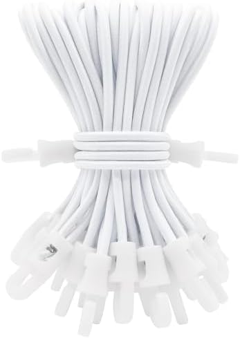 ABINLIN Small Bungee Cords with Hooks Heavy Duty 6 Inch 25 Pcs White by ABINLIN