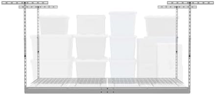 MonsterRax 4x6 Overhead Garage Storage Rack, White, 12"-21" Height by MonsterRAXStorageSolutions
