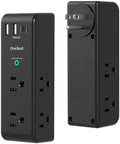 2 Pack Surge Protector Outlet Extender, Rotating Plug USB Wall Outlet,Black by OneBeat