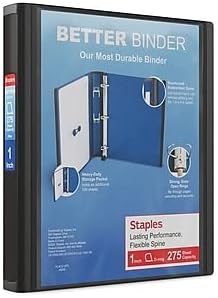 Staples Better Binder, 1 Inch D-Ring, Black, 275 Sheets, 3-Pack by Staples