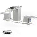 Waterfall Bathroom Faucet 3 Hole, Brushed Nickel 8 Inch 2 Handles by HOIGY