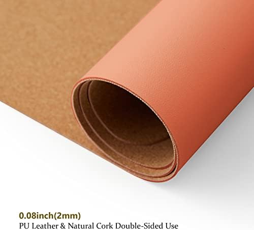 Cork Desk Mat - Small Dual-Sided Desk Pad for Office and Home - Desk Organization and Accessories - Ideal for Large Mouse Pad and Small Desk Mats on Top of Desks(Orange,23.6"x 13.8") - Image 3