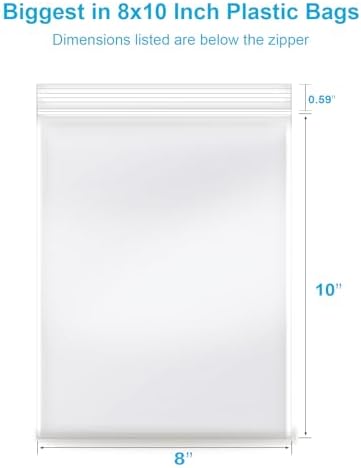 8''x 10'', (Pack of 200) 2 mil Thick Clear Plastic Reclosable Zip Poly Bags with Resealable Lock Seal Zipper for Photo, Jewelry, Bakery, Treats, Travel, Storage, Packaging & Shipping… - Image 2