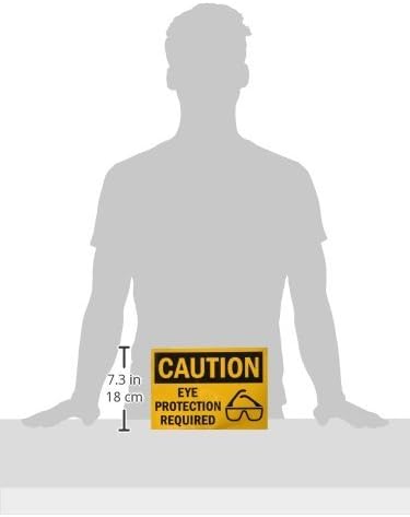 SmartSign Adhesive Vinyl OSHA Safety Sign, Legend "Caution: Eye Protection Required", 7" high x 10" wide, Black on Yellow - Image 3