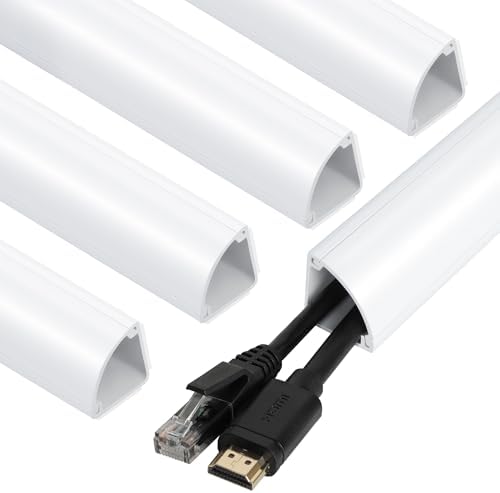ZhiYo 15ft Corner Cable Hider for 3-5 Cords, Wall & Floor Cord Hider White by ZhiYo