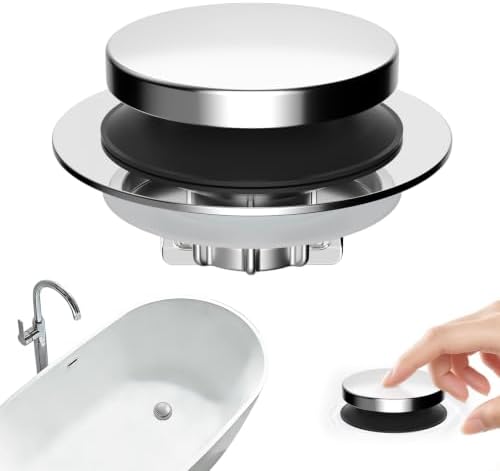 Hibbent 3 in 1 Metal Bathtub Drain Stopper, Universal Pop Up Tub Stopper by Hibbent