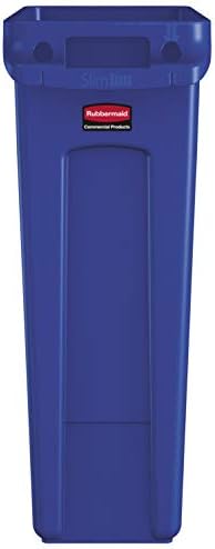 Rubbermaid Commercial Products Slim Jim Trash/Garbage Can with Venting Channels, 23-Gallon, Blue, for Kitchen/Office/Workspace, Pack of 4 - Image 2