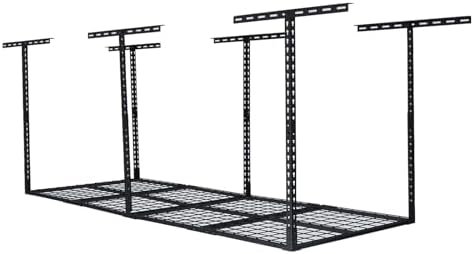 GarveeLife 3x8 ft Heavy Duty Overhead Garage Storage Rack, Adjustable Ceiling Storage Racks with 600 LBS Weight Capacity, Metal Garage Storage Organization Systerm, Black by GarveeLife