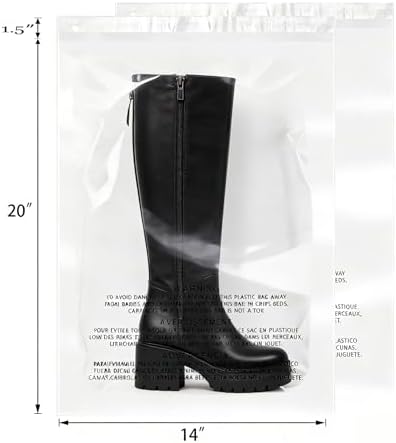 200 Count 14"x20" Strong Self Seal Clear Poly Bags with Suffocation Warning for Packaging, Shipping, T-Shirts, Clothes & FBA, Permanent Adhesive - Image 2